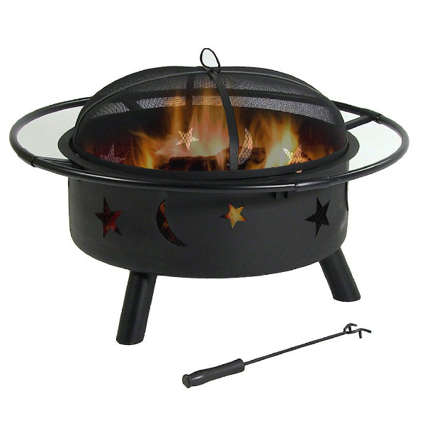 Outdoor Round Shape Star and Moon Iron Fire Pit bowl