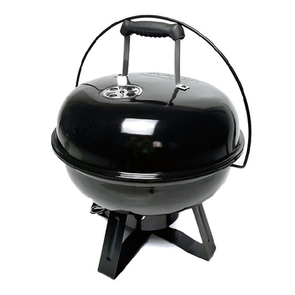 Black Mini Portable round shaped Camping Charcoal Barbecue Grill